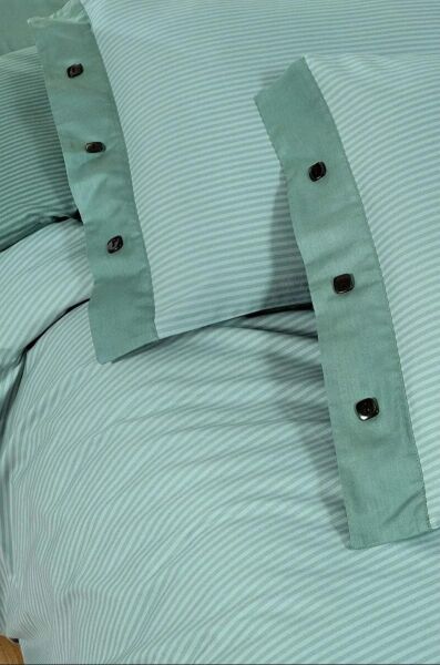 Sarev Fancy Stripe Nevresim Takımı King Size - Koyu Yeşil