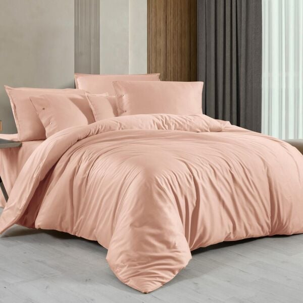 Sarev Monochrome  Saten Tekli Nevresim Takımı Rose