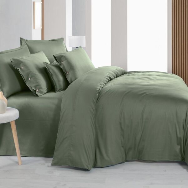 Sarev Monochrome  Saten Tekli Nevresim Takımı Smoke Green