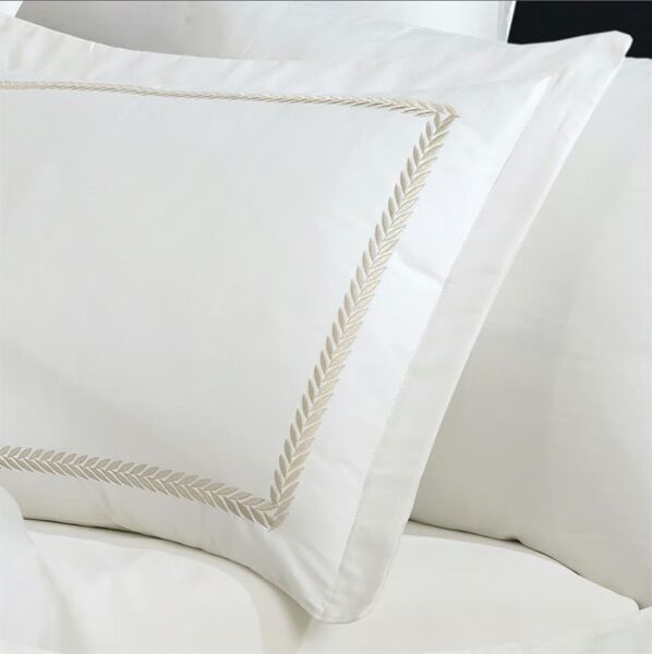 Nazik Home Olimpos Nakışlı Pamuk Saten 6 Parça Nevresim Takımı Bej Çift Kişilik