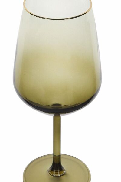 Porland Yeşil Altın Yaldızlı Ayaklı Su Bardağı 490 cc