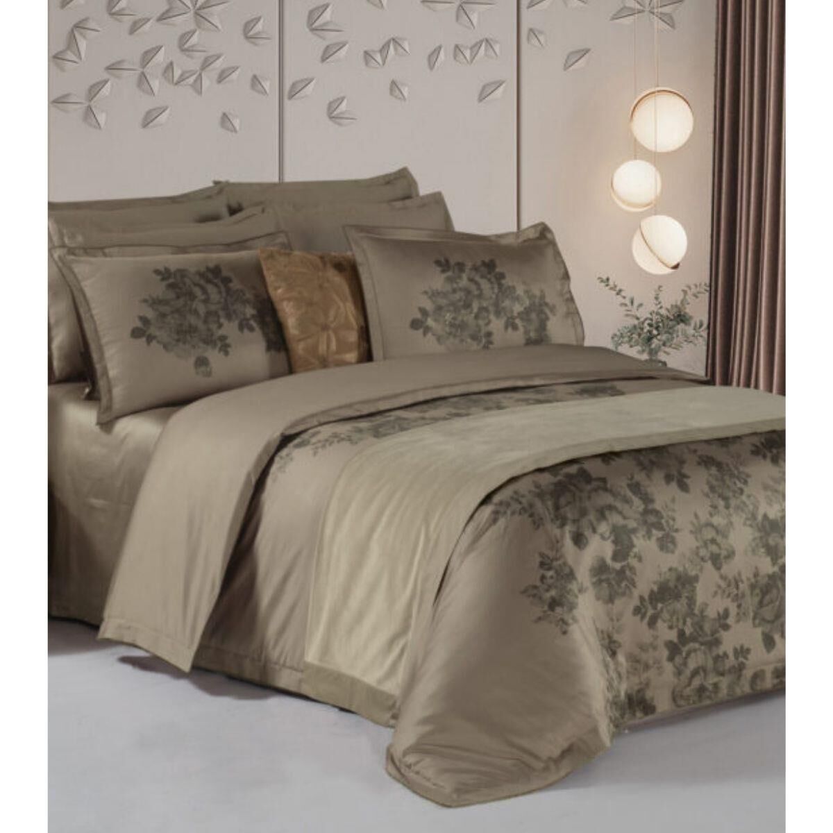 Sarev Lili Marlen Saten Nevresim Takımı King Size 4 Yastık Mocha