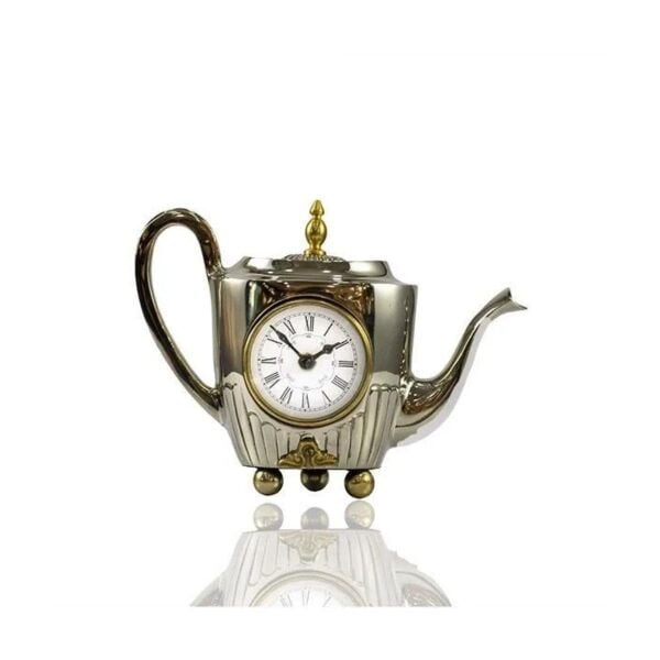 Lamedore Demlik Gümüş Antik Gold Küçük Masa Saati 15x8x18 cm