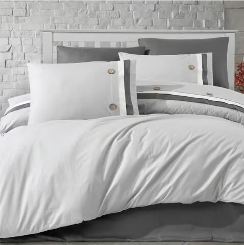 Nazik Home Este Pamuklu Nevresim Takımı Gri Çift Kişilik