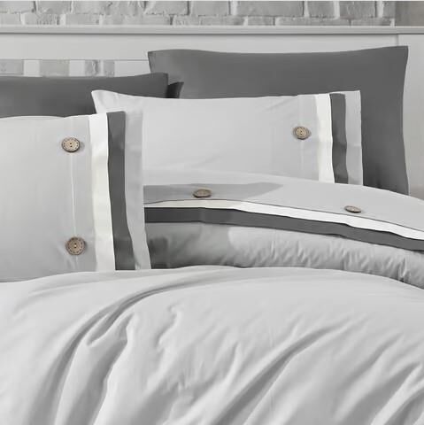 Nazik Home Este Pamuklu Nevresim Takımı Gri Çift Kişilik