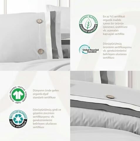 Nazik Home Este Pamuklu Nevresim Takımı Gri Çift Kişilik