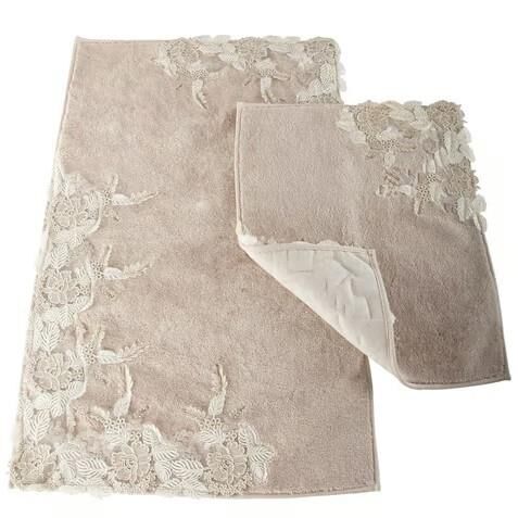 Nazik Home Floransa Dantelli İkili Banyo Paspas Seti Bej 60X100