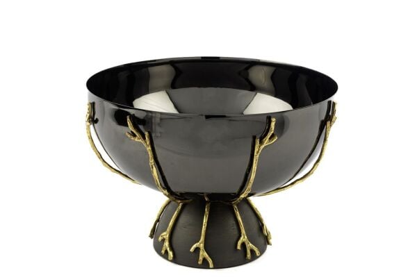 Mikasa Moor Branch Ayaklı Gold Gri Kase 26x18cm