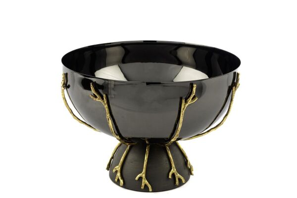 Mikasa Moor Branch Ayaklı Gold Gri Kase 26x18cm
