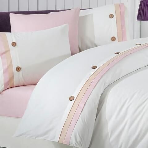 Nazik Home Este Pamuklu Nevresim Takımı Pudra Çift Kişilik