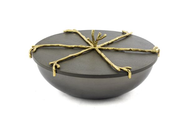 Mikasa Moor Branch Kapaklı Gold Gri Kase 22x10cm