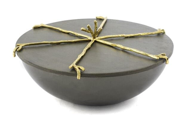 Mikasa Moor Branch Kapaklı Gold Gri Kase 27x12cm