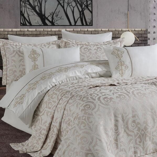 Nazik Home Adonia Nevresim Pike Seti Bej Çift Kişilik