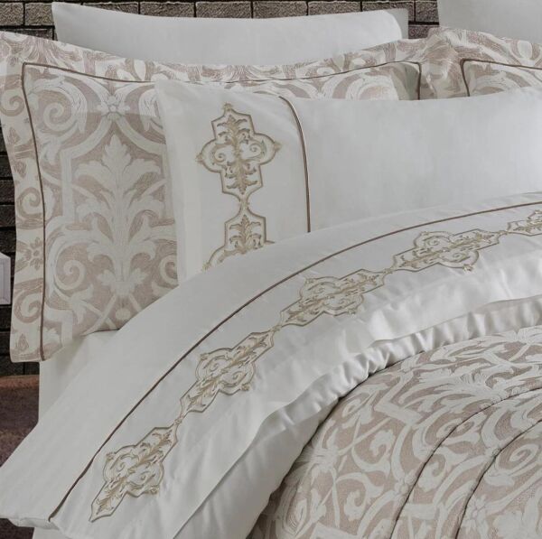 Nazik Home Adonia Nevresim Pike Seti Bej Çift Kişilik