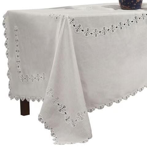 Nazik Home Doria Dantelli Leke Tutmaz Masa Örtüsü Krem 160X260