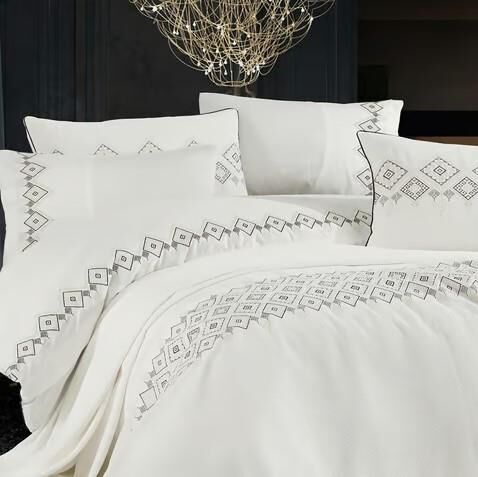 Nazik Home Henna Nevresim Pike Seti Krem Çift Kişilik