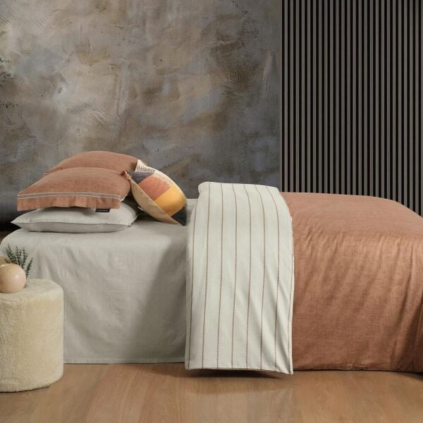 Sarev Ethan Saten Nevresim Takımı Çift Kişilik 4 Yastık Taba