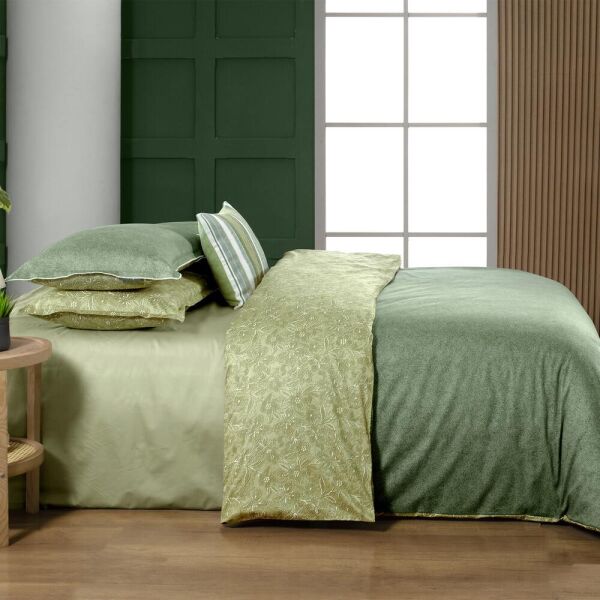 Sarev Berlina Saten Nevresim Takımı Çift Kişilik 4 Yastık Yeşil