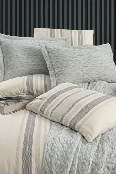 Zebra Casa Laden Yatak Örtüsü Seti Gri Zc02-6
