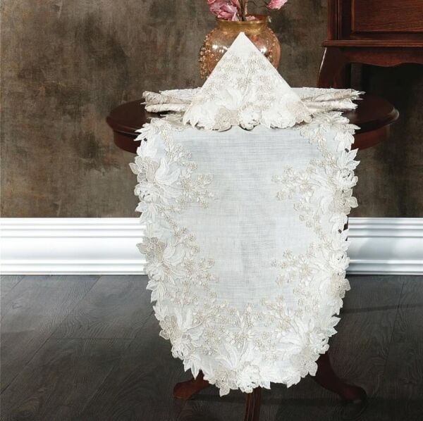 Nazik Home Serenita Dantelli Leke Tutmaz 5 Parça Salon Oda Takımı Krem Standart