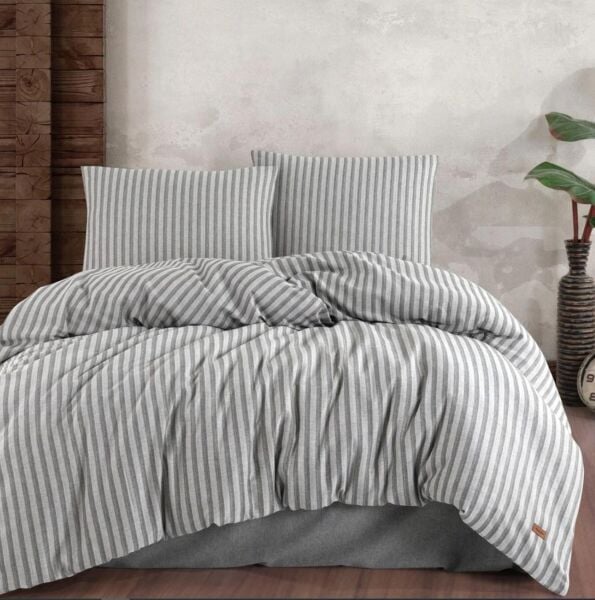 Nazik Home Ruby Ekolojik Nevresim Takımı Gri Çift Kişilik