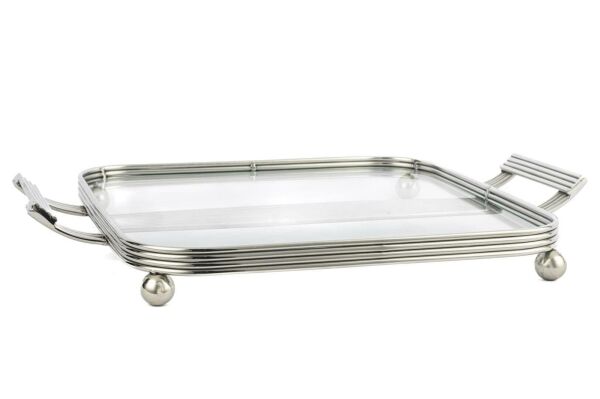 Mikasa Moor Gümüş Cam Metal Kulplu Tepsi 35x27cm
