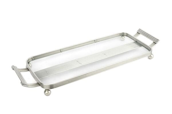 Mikasa Moor Gümüş Cam Metal Kulplu Tepsi 47x16cm