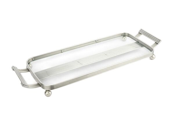 Mikasa Moor Gümüş Cam Metal Kulplu Tepsi 47x16cm