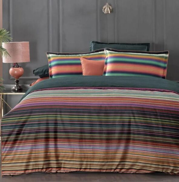 Sarev Brandon Saten Nevresim Takımı Çift Kişilik-Somon