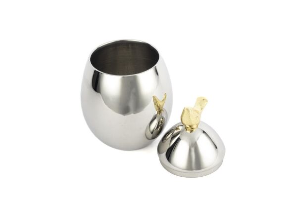 Mikasa Moor Gümüş Gold Kuşlu Metal Kavanoz 12x20cm