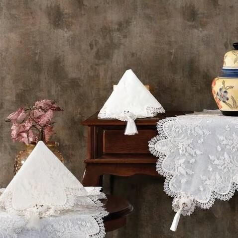 Nazik Home Clara Dantelli Leke Tutmaz 5 Parça Salon Oda Takımı Krem Standart