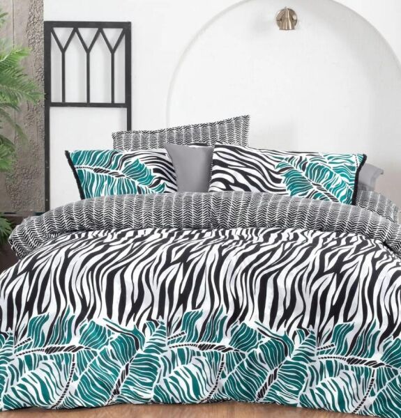 Sarev Danio Fancy Poplin Nevresim Takımı Çift Kişilik 2 Yastık-Siyah