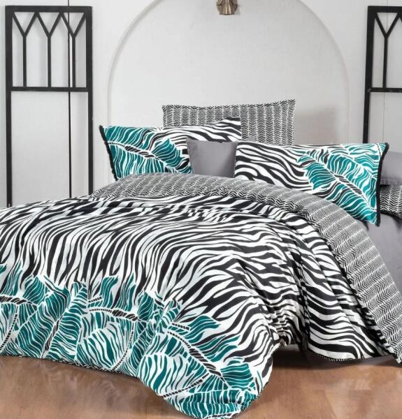 Sarev Danio Fancy Poplin Nevresim Takımı Çift Kişilik 2 Yastık-Siyah