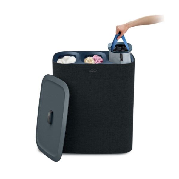 Joseph Joseph Tota 90 L Trio 3 Bölmeli Çamaşır Ayırma Sepeti-Siyah