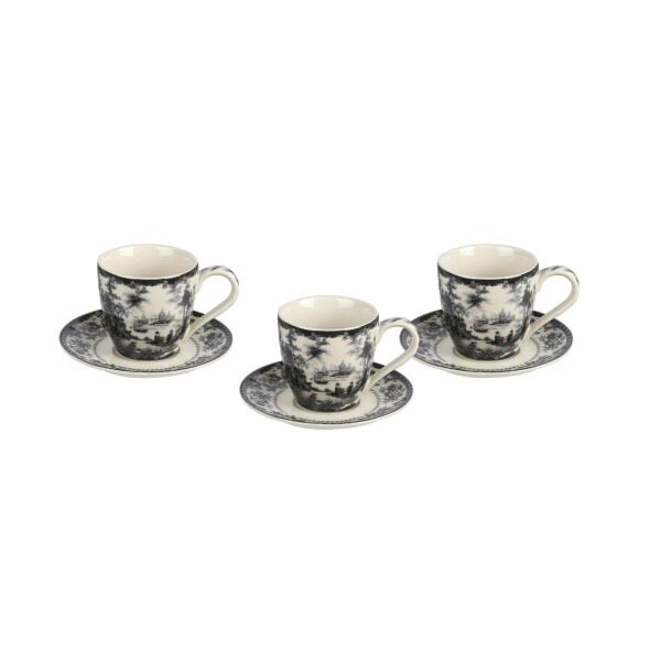 Lucky Art Florantıne 6lı Ayaklı Kahve Fincanı Set Siyah