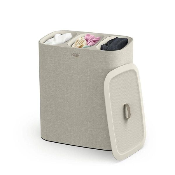 Joseph Joseph Tota 90 L Trio 3 Bölmeli Çamaşır Ayırma Sepeti-Ekru