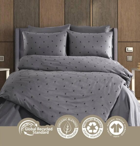 Nazik Home Hermes Pamuklu Nevresim Takımı Antrasit Çift Kişilik