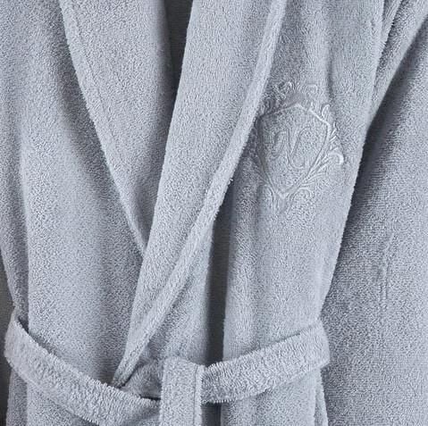 Nazik Home Begonya Kadın & Erkek 6 Parça Aile Bornoz Seti Pudra / Gri Standart