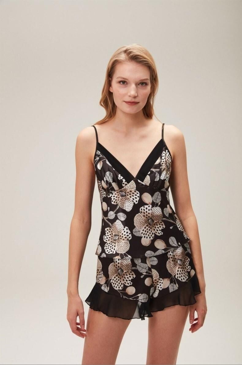 Nazik Home Jena Şort Büstiyer 2'li Takım Siyah L