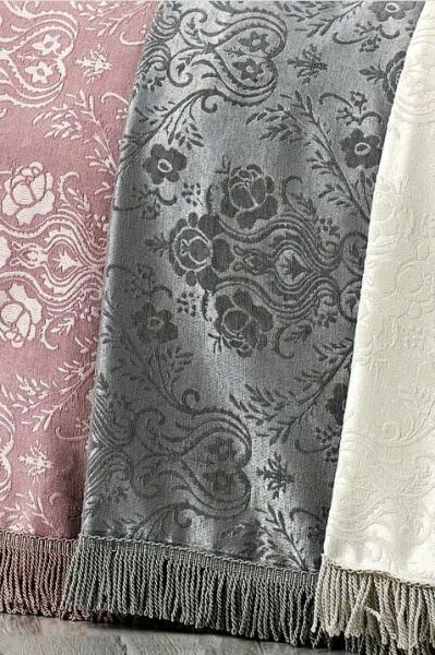 Nazik Home Jakar Desenli 4 Mevsim Sultan Yatak Örtüsü Gri Tek Kişilik