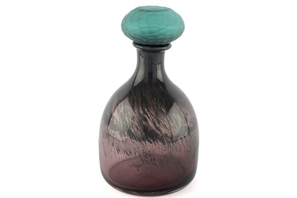 Mikasa Moor Mürdüm Turkuaz Kapaklı Cam Vazo 17x28cm