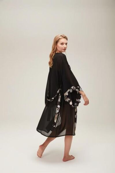 Nazik Home Jena Sabahlık Şort Büstiyer 3'lü Takım Siyah M