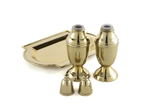 Mikasa Moor Gold Metal Tepsili Tuzluk Biberlik Seti 18x12x13cm