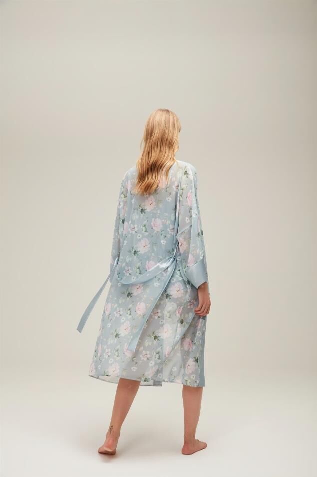 Nazik Home Liva Sabahlık Şort Büstiyer 3'lü Takım Açık Mavi XL