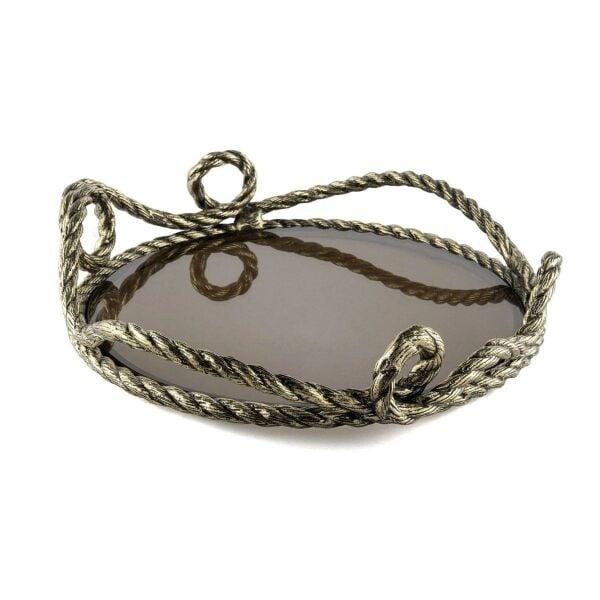 Mikasa Moor Bronz Halat Kenarlı Cam Tepsi 44x48cm