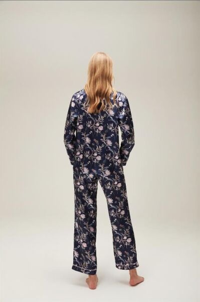 Nazik Home Mia Düğmeli Pijama Takımı Lacivert M