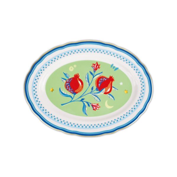 Baci Milano Mamma Mia Nar Desenli Oval Servis Tabağı 34 Cmx25 Cm