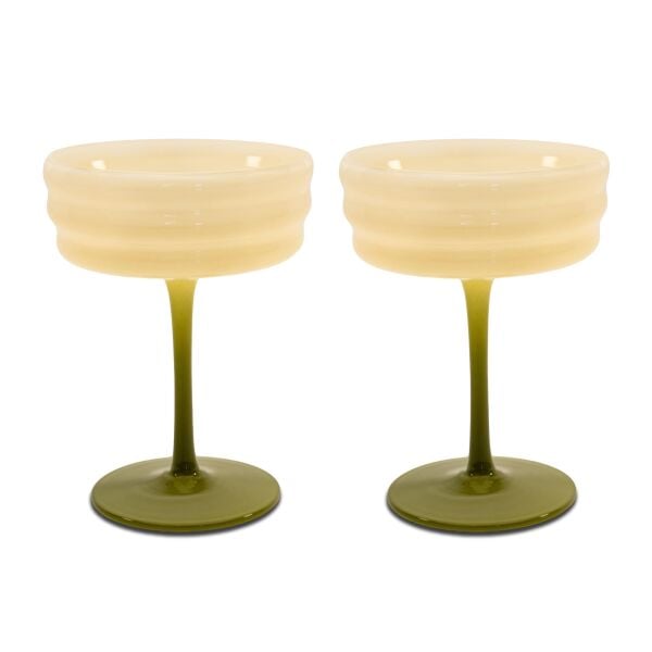 Easy Life 2'li Cam Kokteyl Kadehi Seti - Bej Yeşil 280 ml - 102404679001