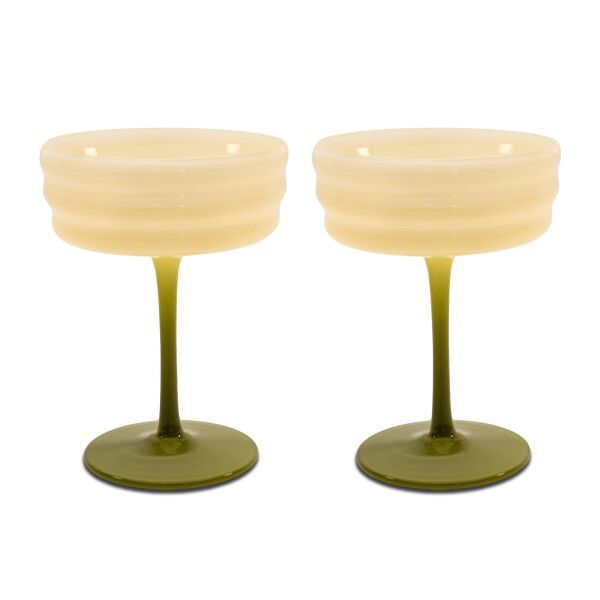 Easy Life 2'li Cam Kokteyl Kadehi Seti - Bej Yeşil 280 ml - 102404679001
