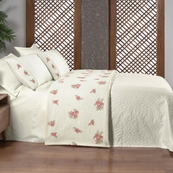 Sarev Londa Havlulu Wedding Pike Seti Çift Kişilik Ekru